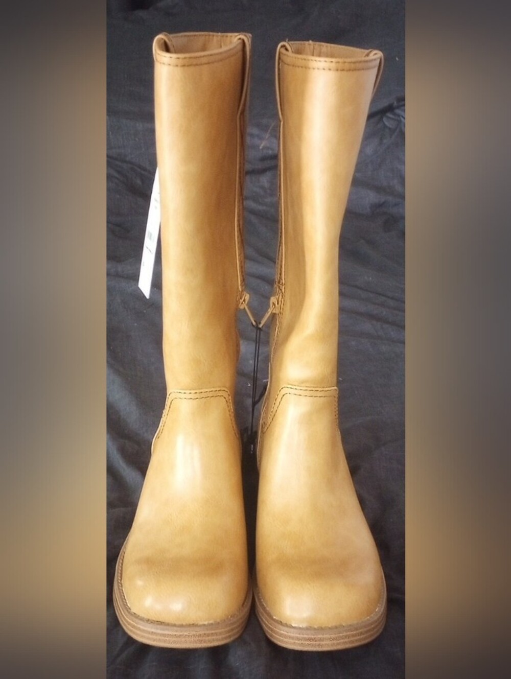 NWT No Boundaries Tall Riding Boots,Tan/Honey Faux Leather, Size 8